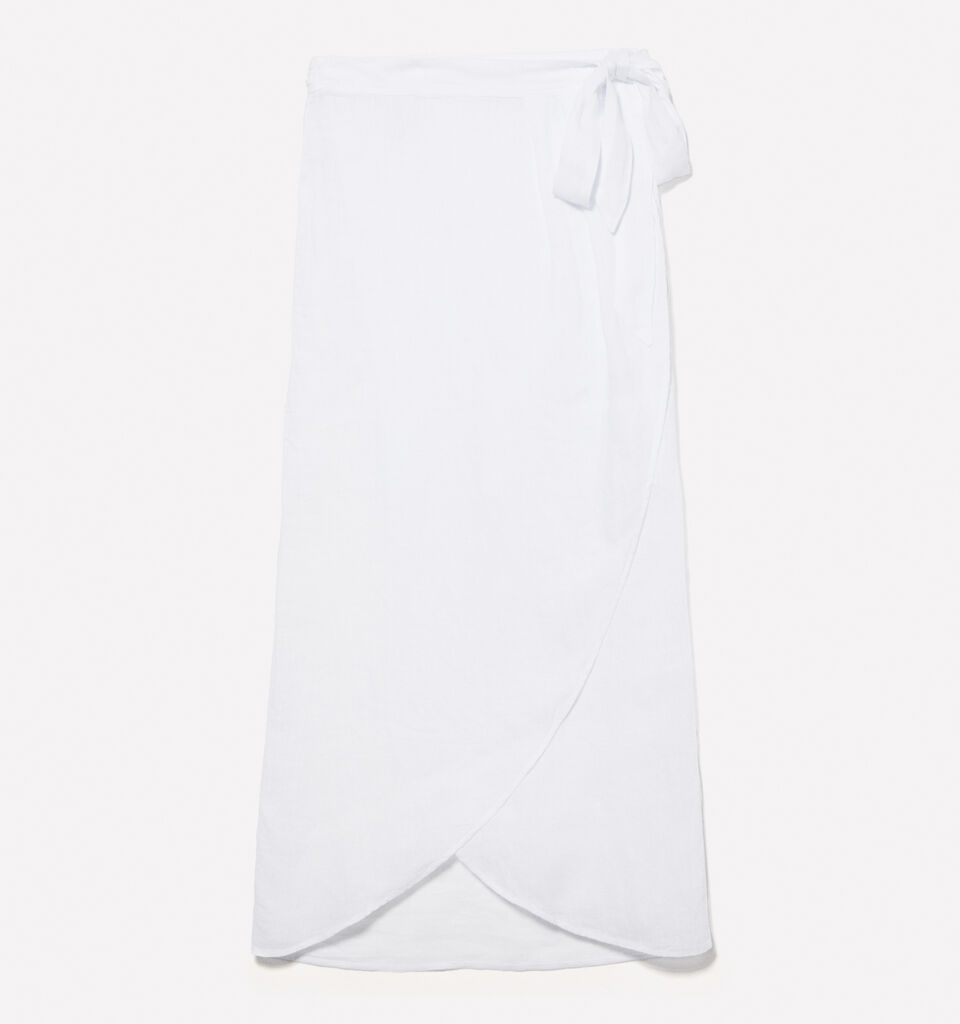 Pareo skirt in 100% linen - women's midi skirts - White | Sisley image number 6